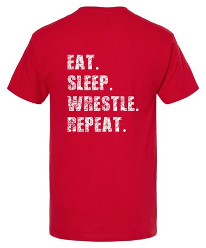 Eat. Sleep. Wrestle. Repeat. *Front and Back Design* |Tee