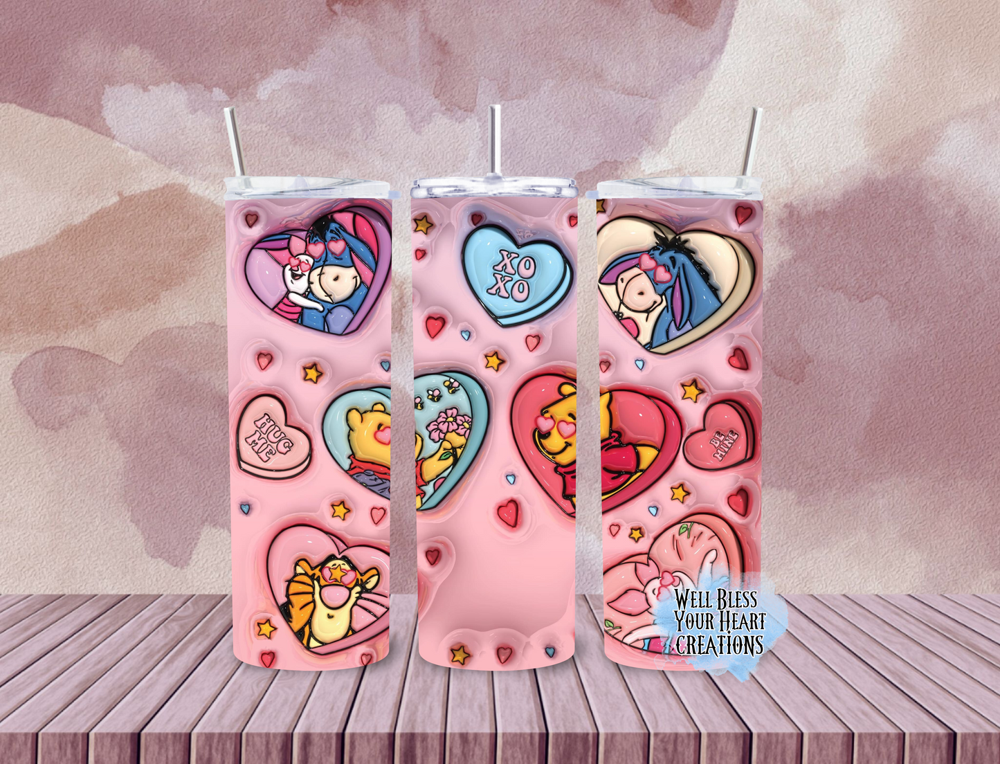 Pooh & Friends Valentines Inspired |Skinny Tumbler 20oz