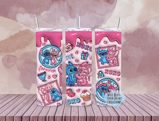 Stitch&Angel Valentines Inspired |Skinny Tumbler 20oz