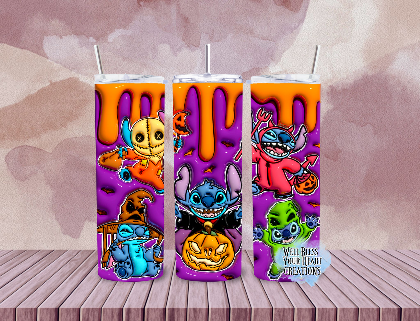 Purple Stitch Halloween Inspired |Skinny Tumbler 20oz