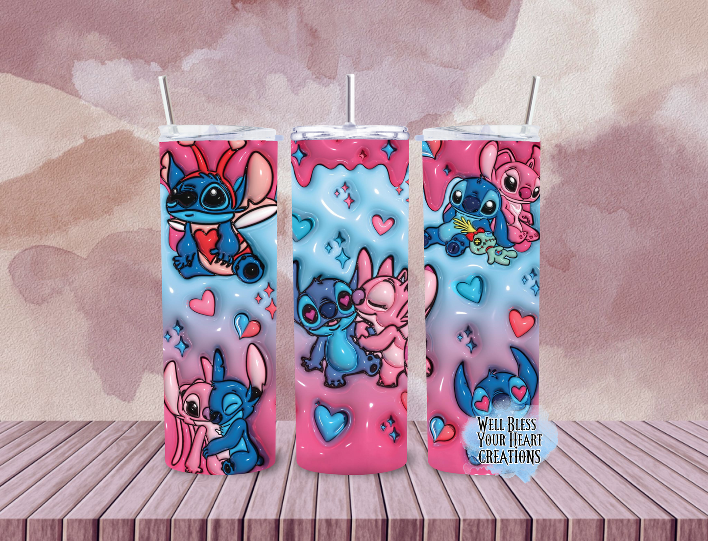 Angel&Stitch Valentines Inspired |Skinny Tumbler 20oz