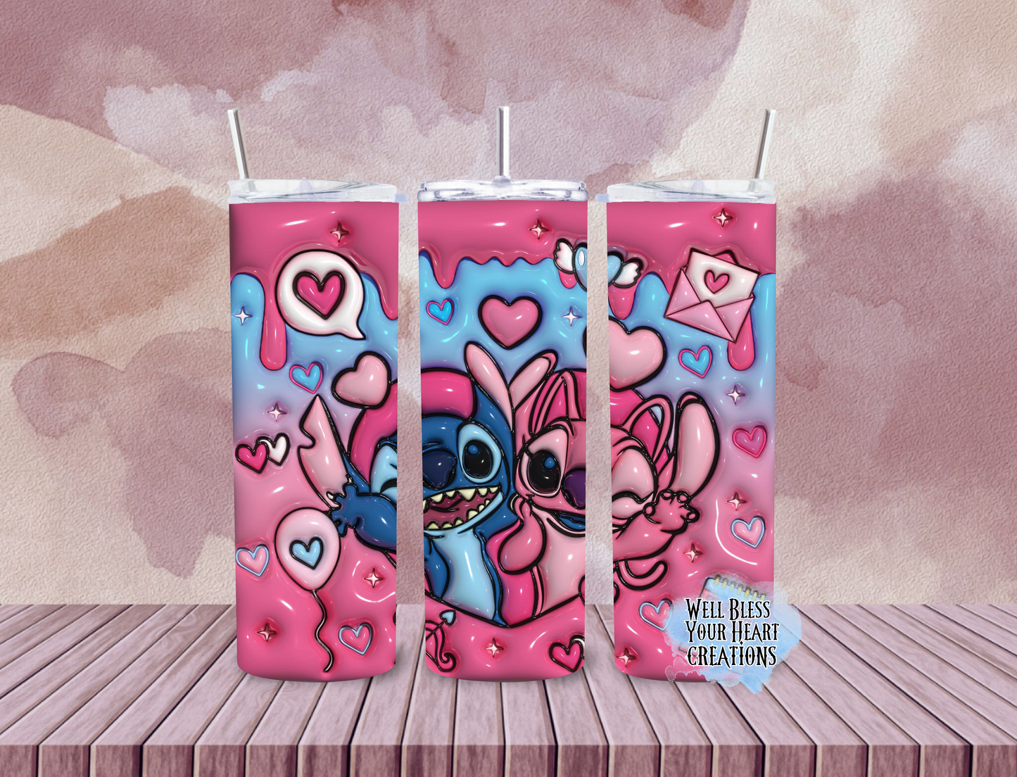 Angel&Stitch Valentines Inspired |Skinny Tumbler 20oz