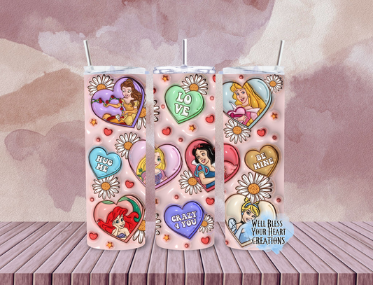 Princesses Valentines Inspired |Skinny Tumbler 20oz