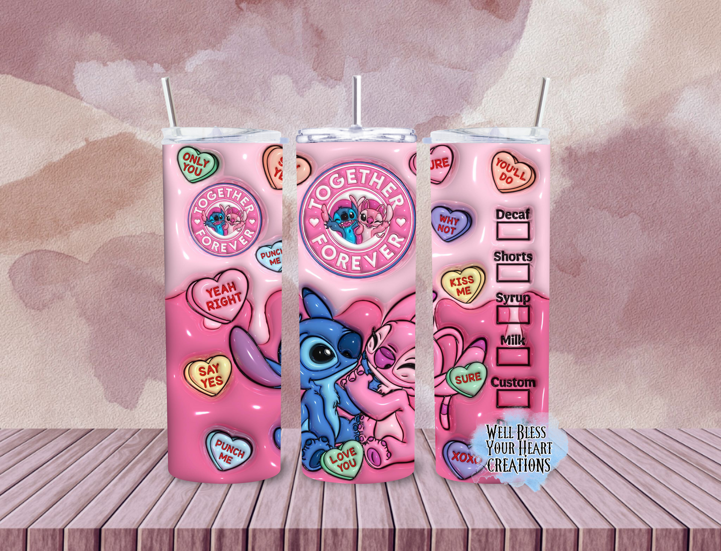 Stitch Valentines Coffee Inspired |Skinny Tumbler 20oz