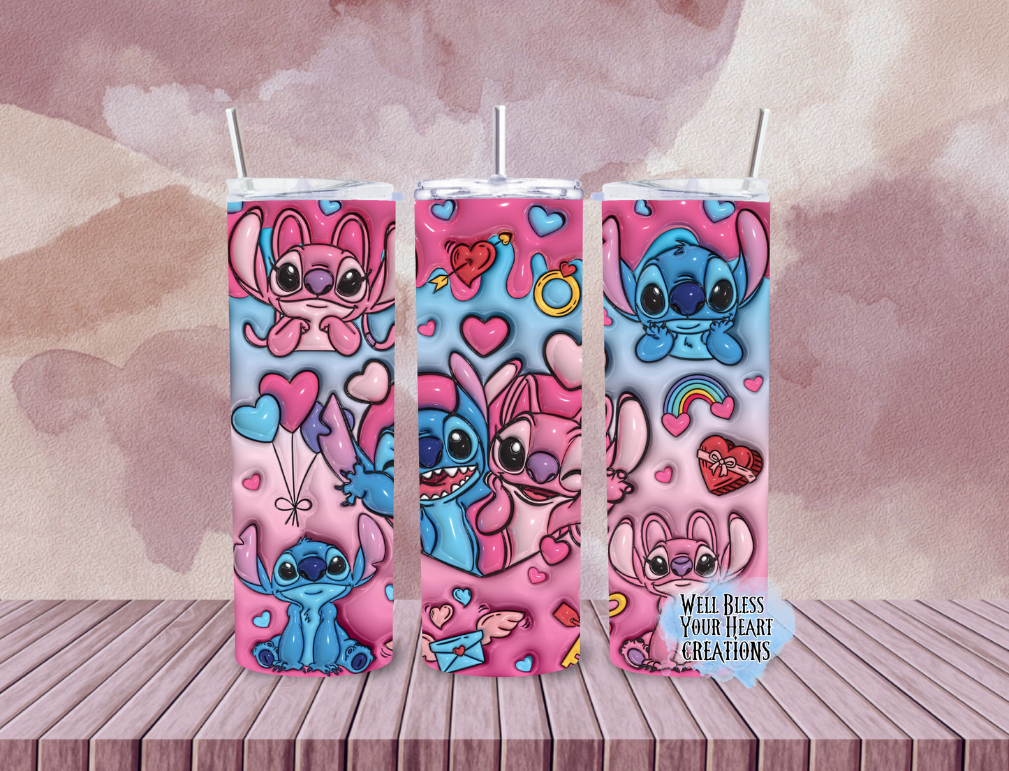 Angel&Stitch Valentines Inspired |Skinny Tumbler 20oz