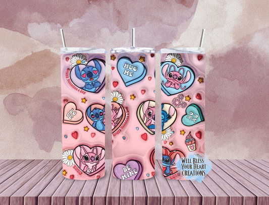 Angel&Stitch Valentines Inspired |Skinny Tumbler 20oz