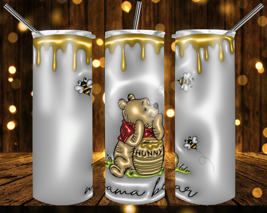 Mama Bear Three Bees Pooh Inspired | Skinny Tumbler 20oz and 30oz