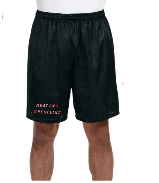 Mustang Wrestling Logo Mesh Short Set D