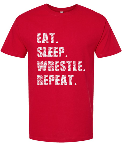 Eat. Sleep. Wrestle. Repeat. *Front Design* |Tee