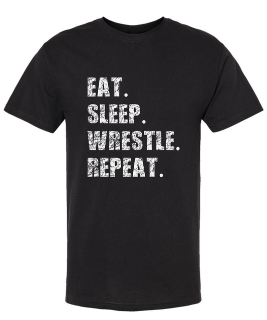 Eat. Sleep. Wrestle. Repeat. *Front Design* |Tee