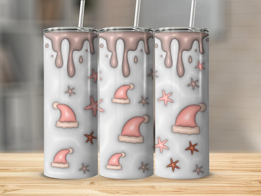 Santa Hat "Pink" 3D |Skinny Tumbler 20oz