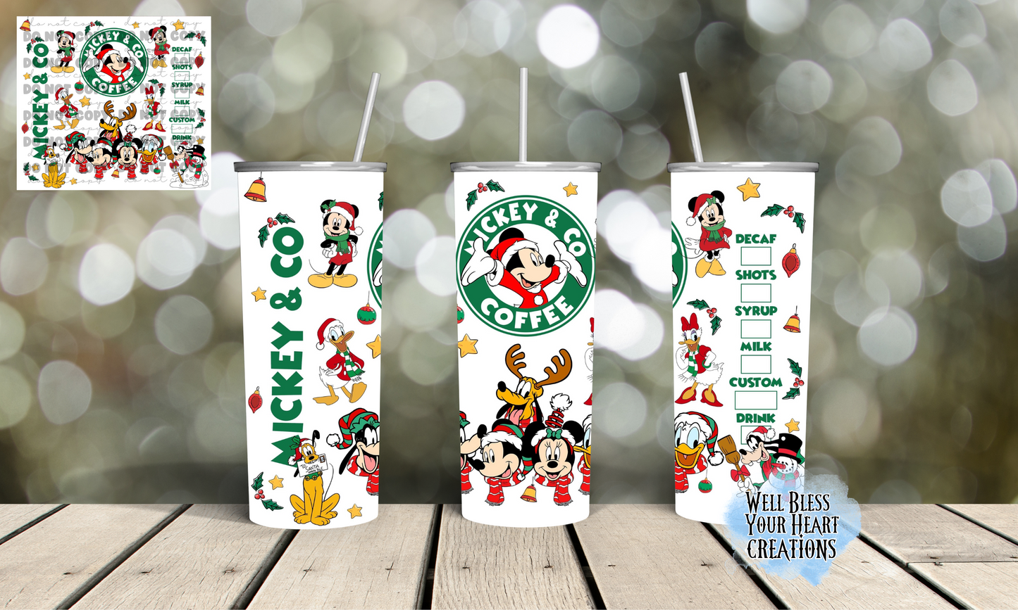 Mickey Christmas Coffee Inspired |Skinny Tumbler 20oz