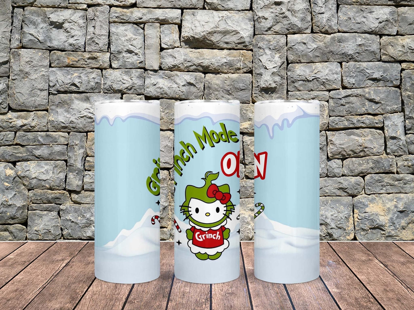 Hello Kitty Grinch Mode On Inspired |Skinny Tumbler 20oz