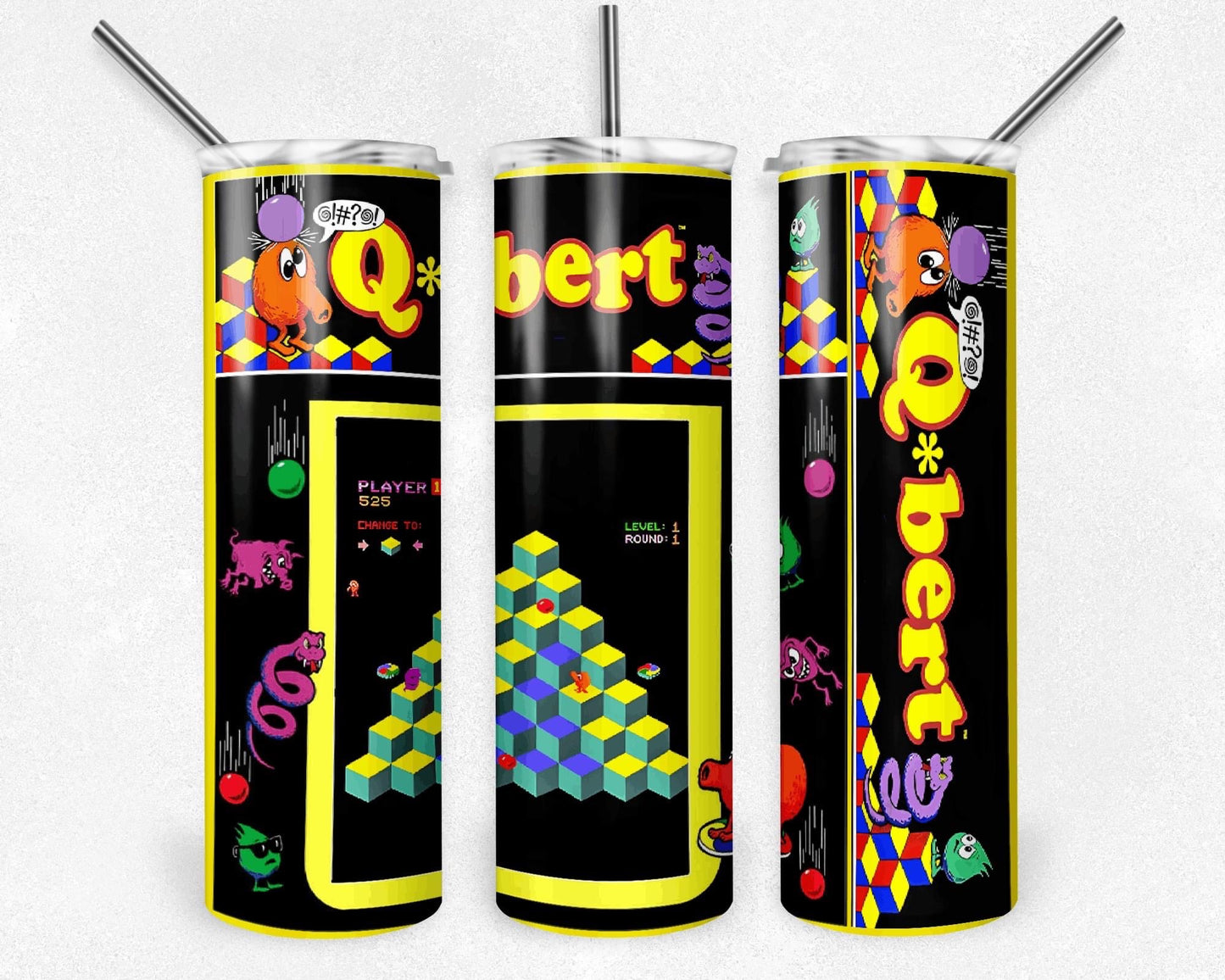 Q-bert "Retro Game" 20 oz Skinny Tumbler