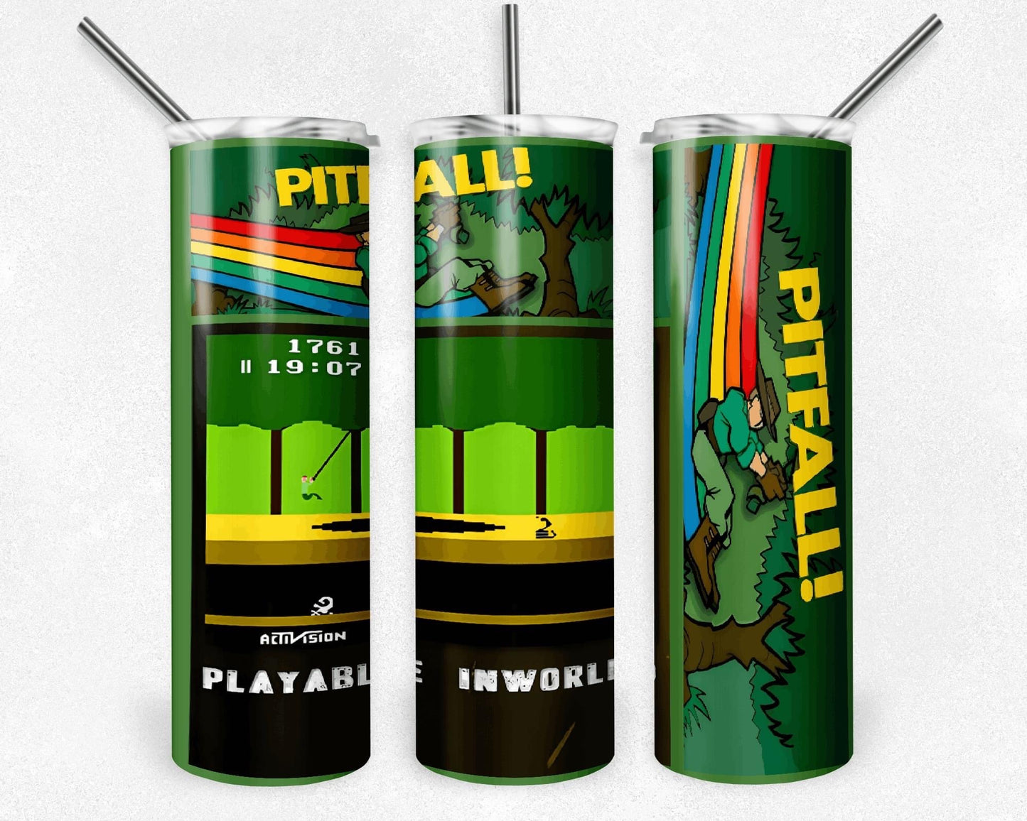 PittFall! "Retro Game" 20 oz Skinny Tumbler