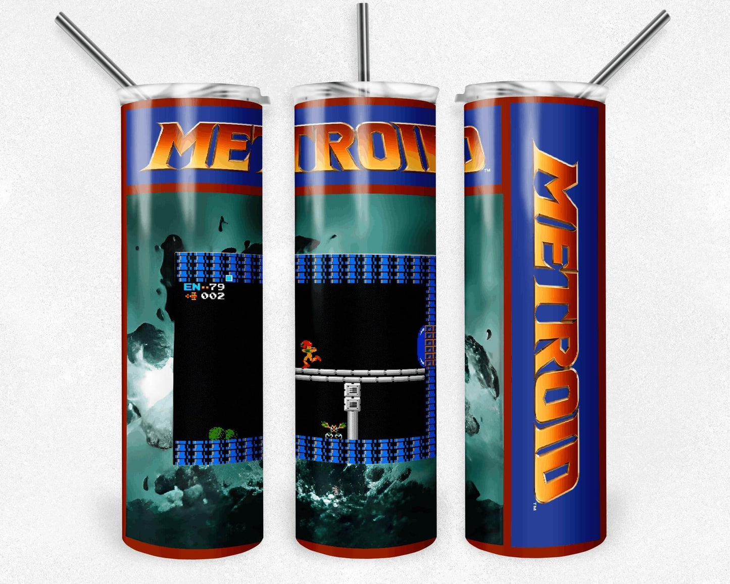 Metroid "Retro Game" 20 oz Skinny Tumbler