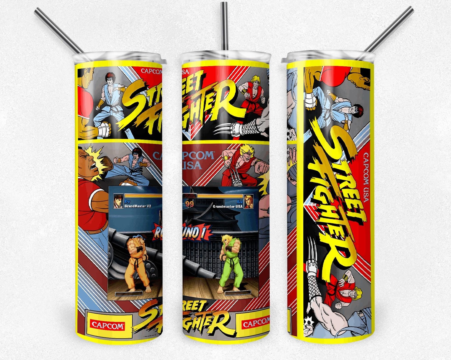 Street Fighter "Retro Game" 20 oz Skinny Tumbler