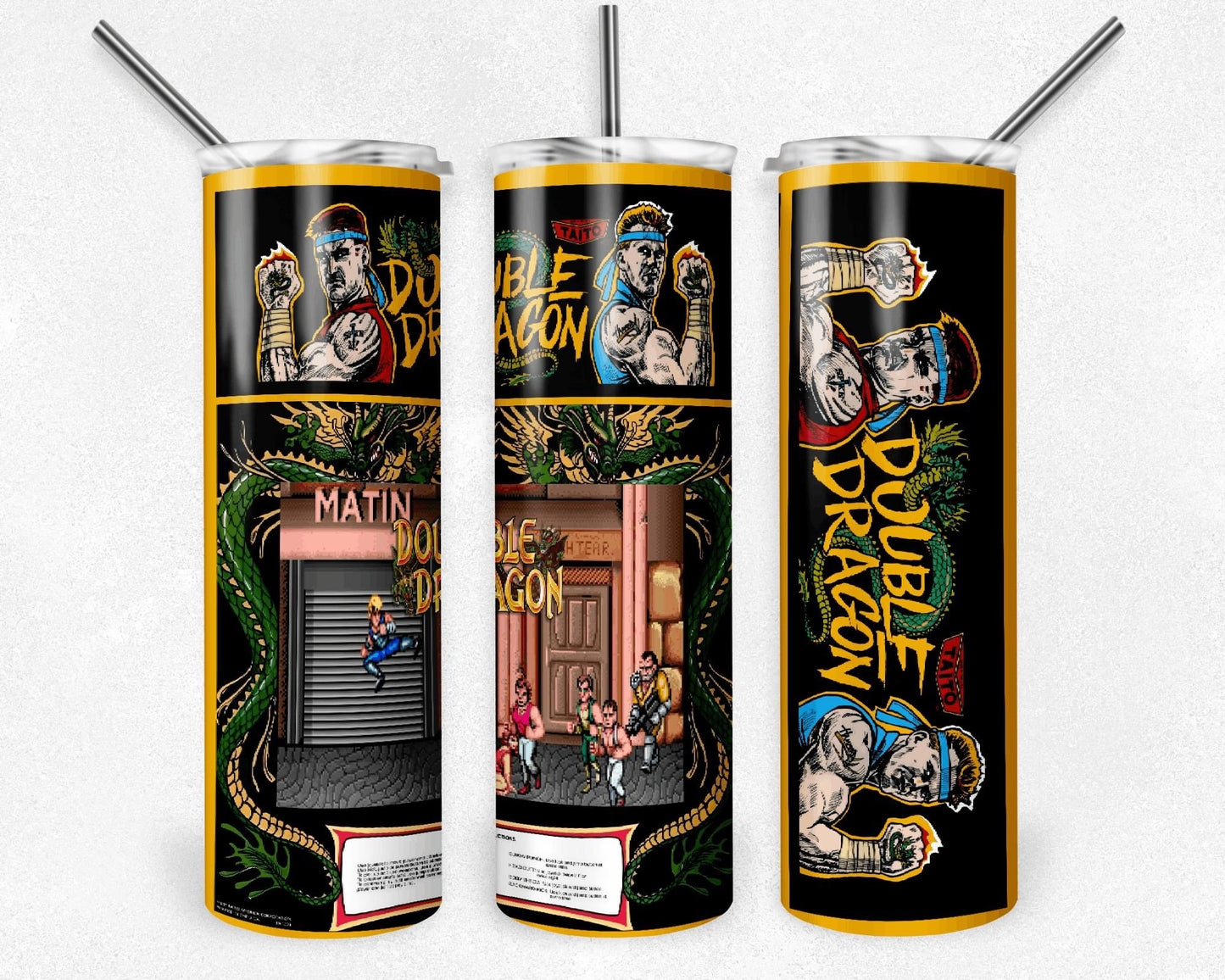 Double Dragon "Gold Boarder" 20 oz Skinny Tumbler