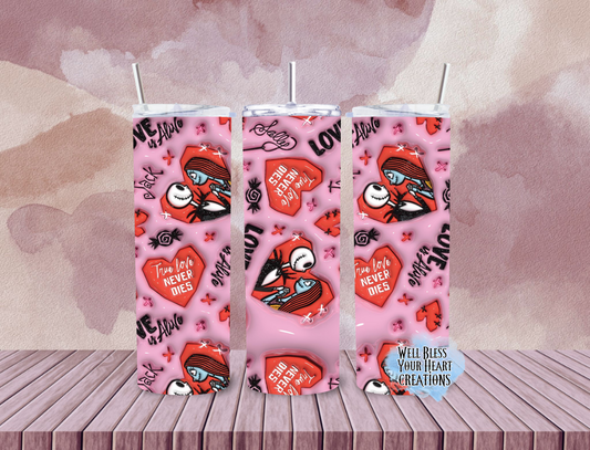 Nightmare Before Christmas Valentine Inspired |Skinny Tumbler 20oz