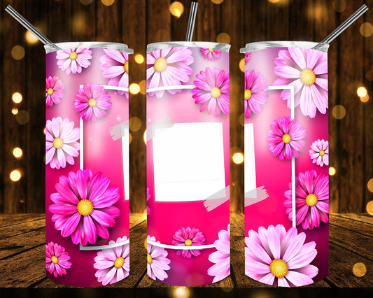 Pink Flower Photo |Skinny Tumbler 20oz and 30oz