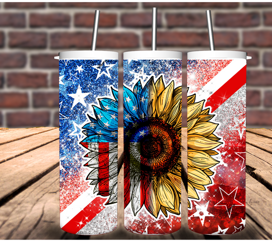 4th of July sunflower Tumbler